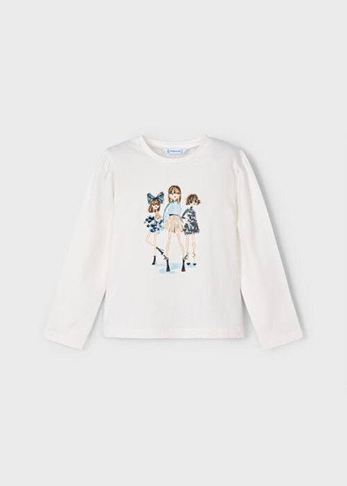  生成り 女の子柄Tシャツ
