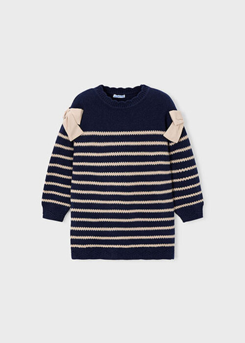  紺ボーダーニットワンピース