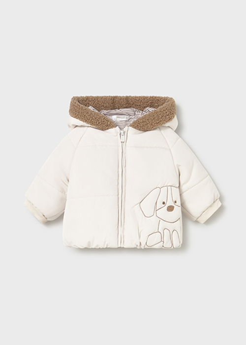  生成り/ボーダー 犬 リバーシブルコート