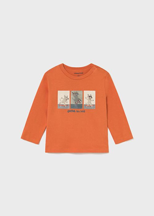  オレンジ 犬&スケボー レンチキュラーTシャツ