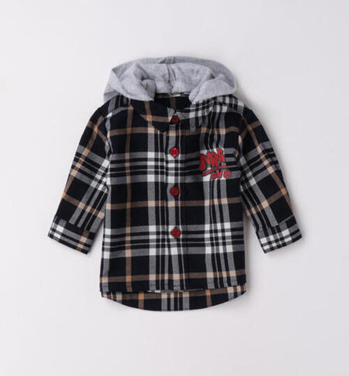  グレーチェックフード付きコート