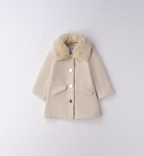  アイボリー襟ファーコート