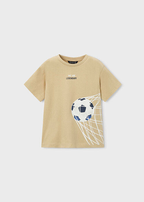  ベージュ サッカーボールTシャツ