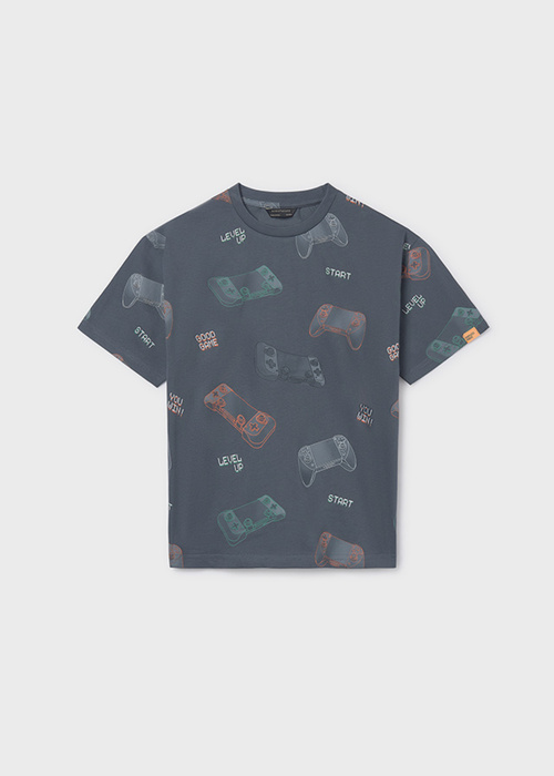  チャコール ゲーム機柄Tシャツ