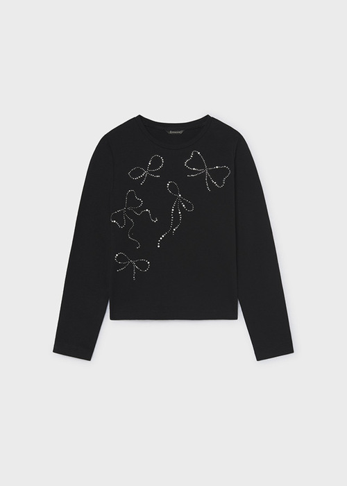  黒 リボンTシャツ